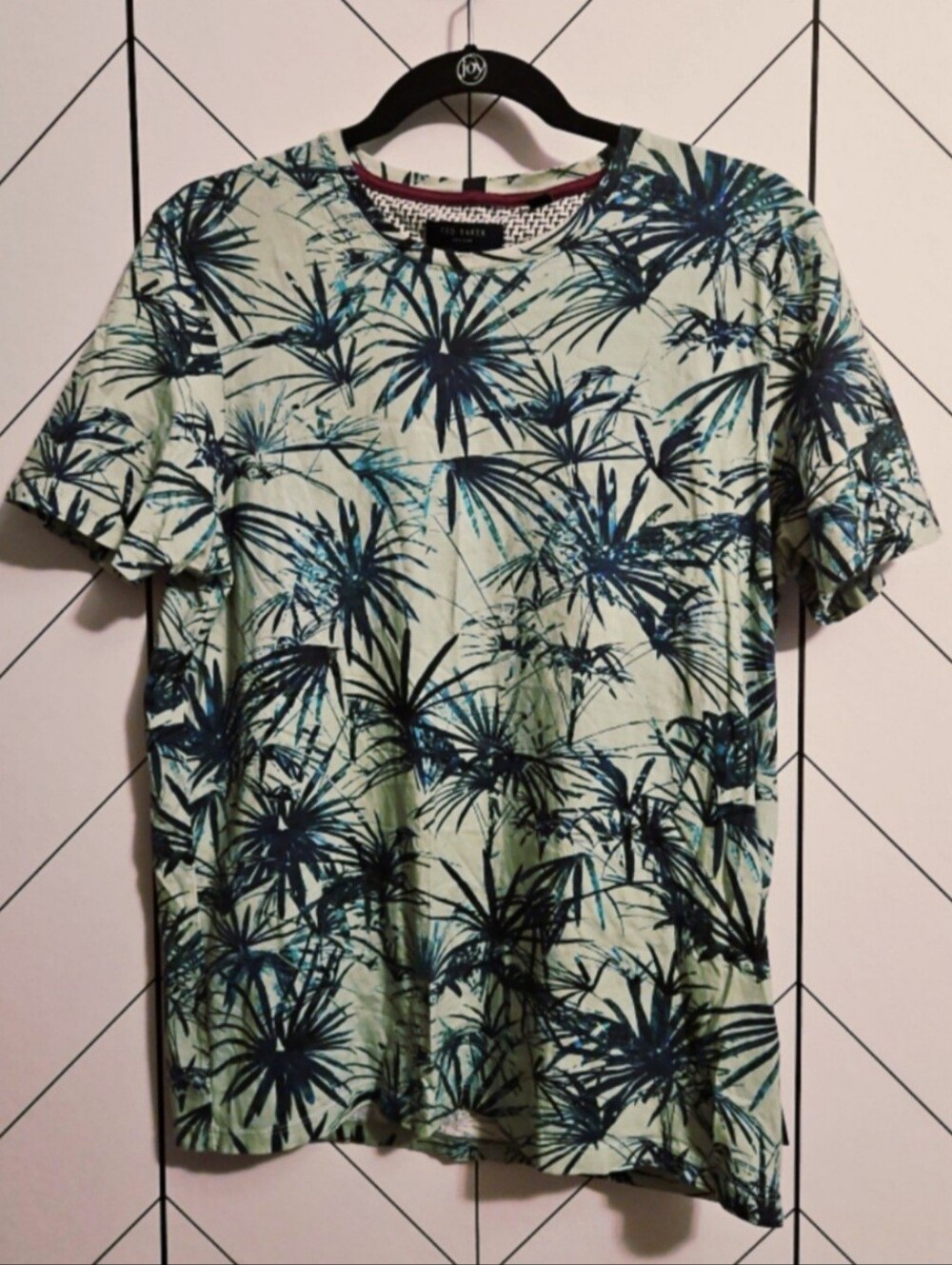Ted Baker Tropical Tee In Mint, Teal And Navy Blue,  Men's Size 3 - Medium